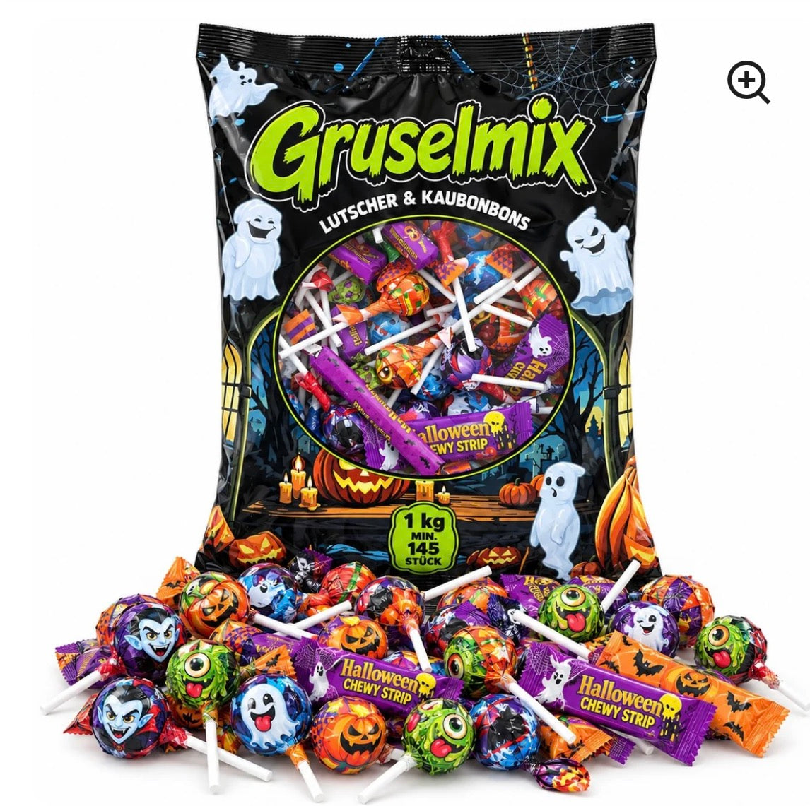 Gruselmix 1kg – Süße & Saure Lutscher und Kaubonbons – Halloween Süßigkeiten
