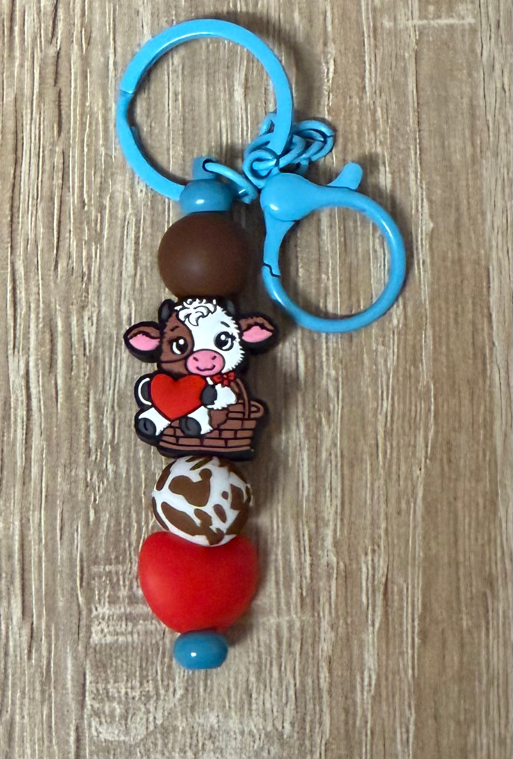 Schlüsselanhänger Kuh blau