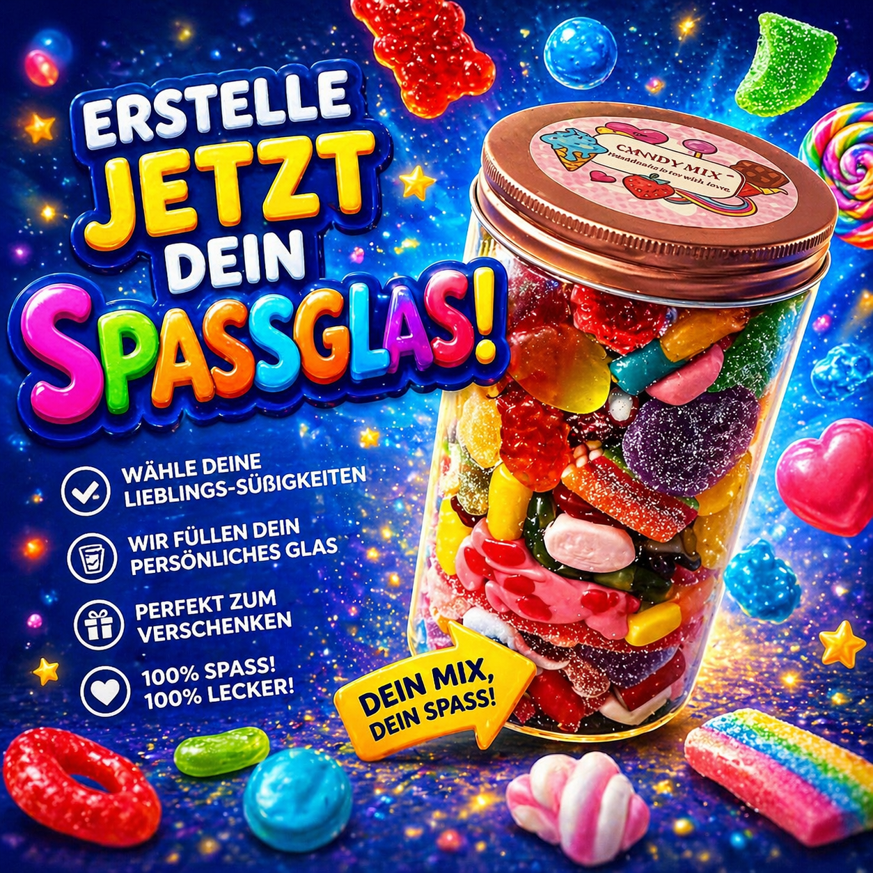 Candybottle leer für dein „Spassglas“