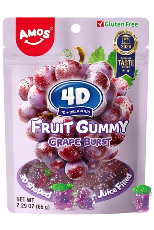 Amos 4D Juicy Burst Grape Fruit Gummy 65 g