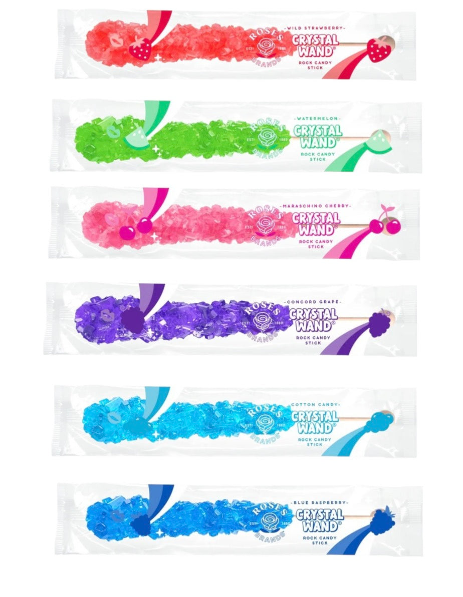 CANDY CRYSTAL WANDS 22 GR ASSORTED FLAVORS