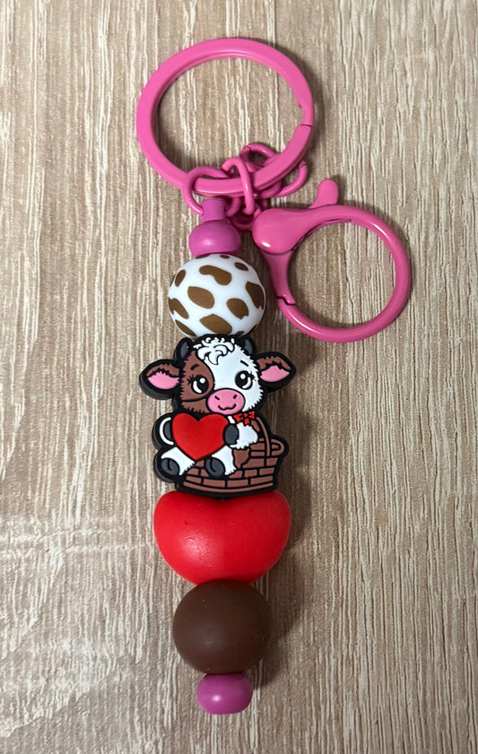 Schlüsselanhänger Kuh pink