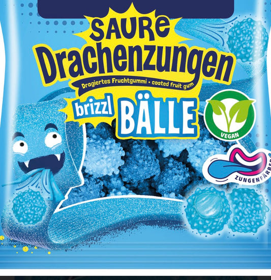 100g  Saure Drachenzungen brizzl Bälle blau