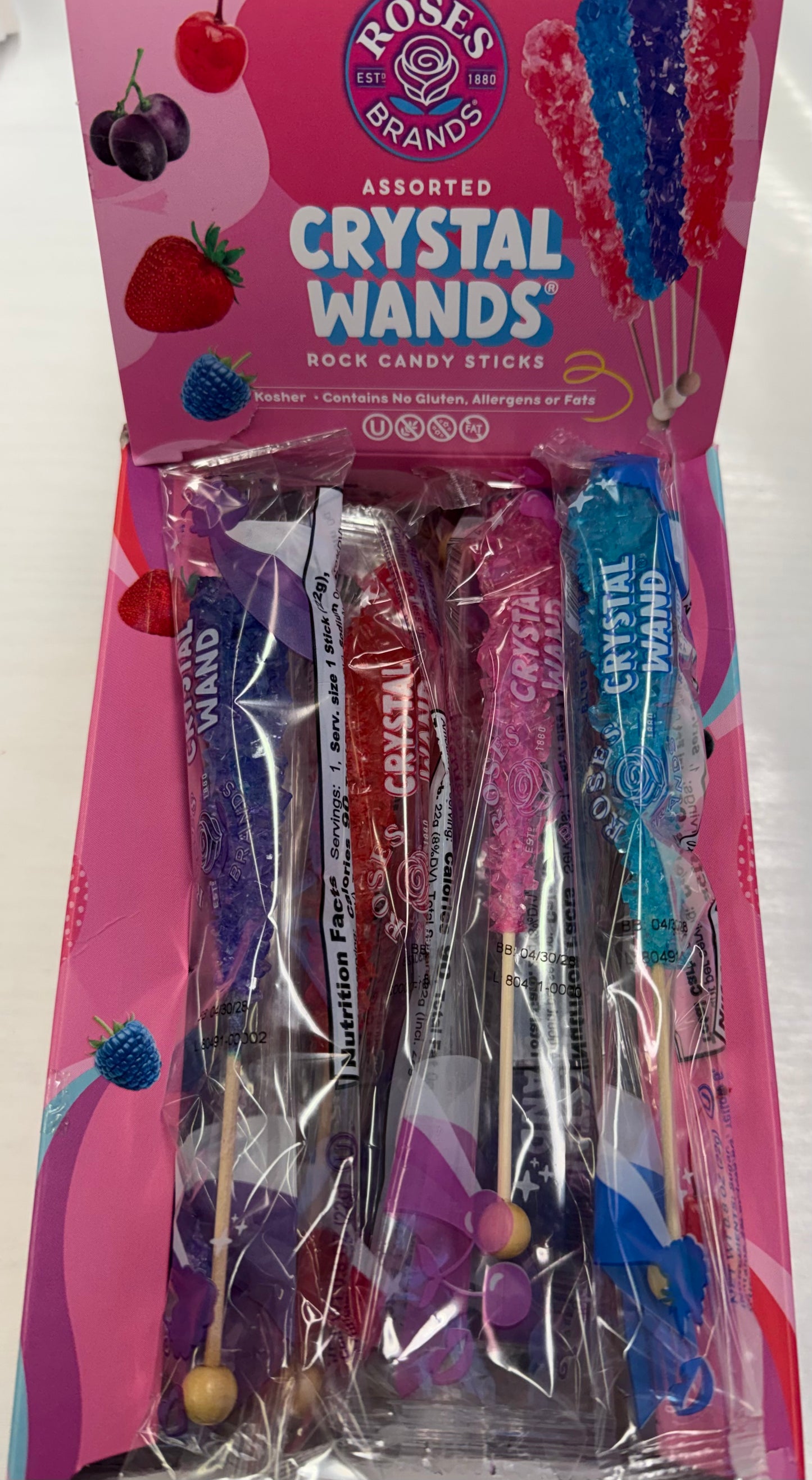 CANDY CRYSTAL WANDS 22 GR ASSORTED FLAVORS