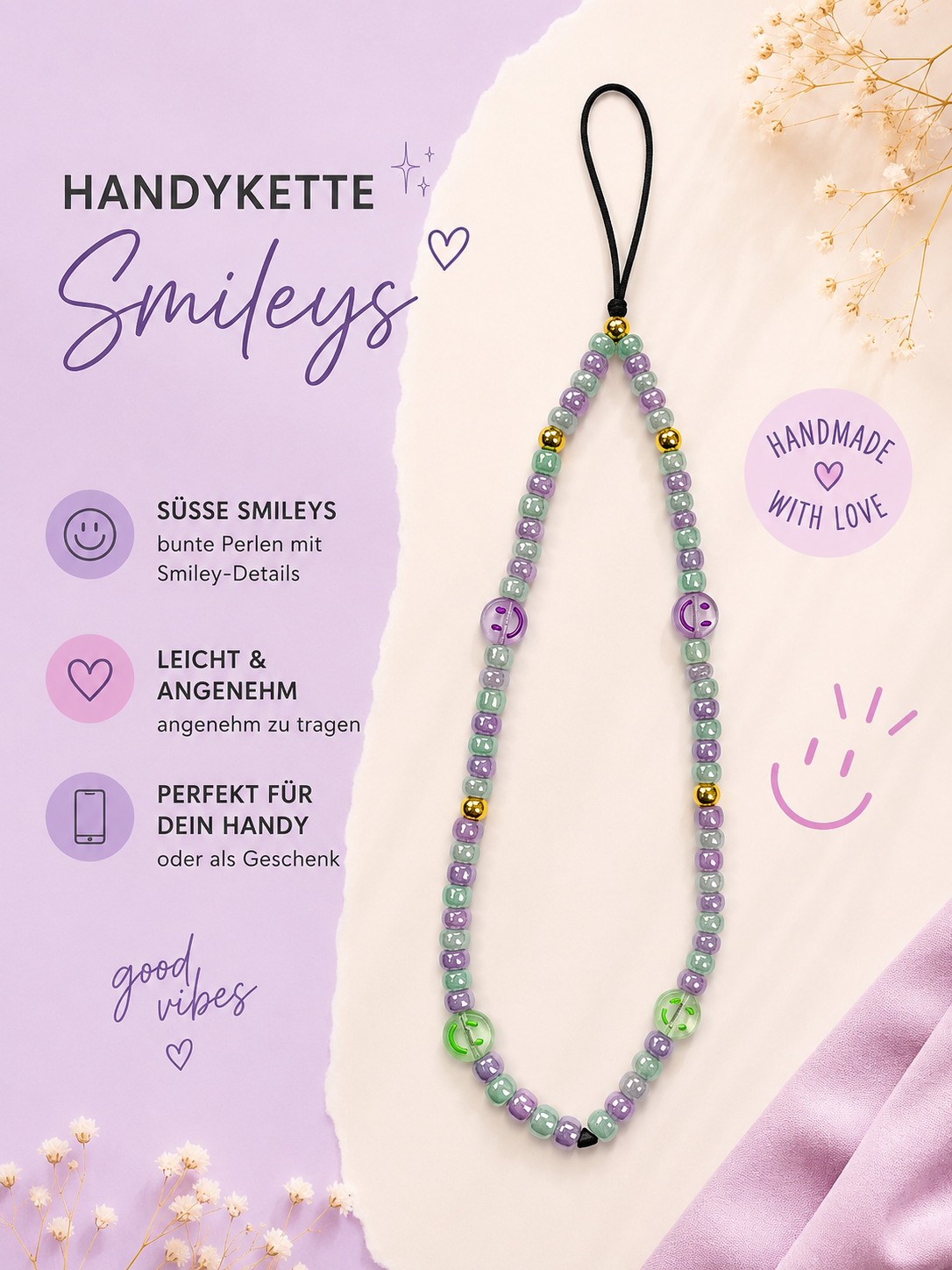 Handykette „Smileys“ – Handmade