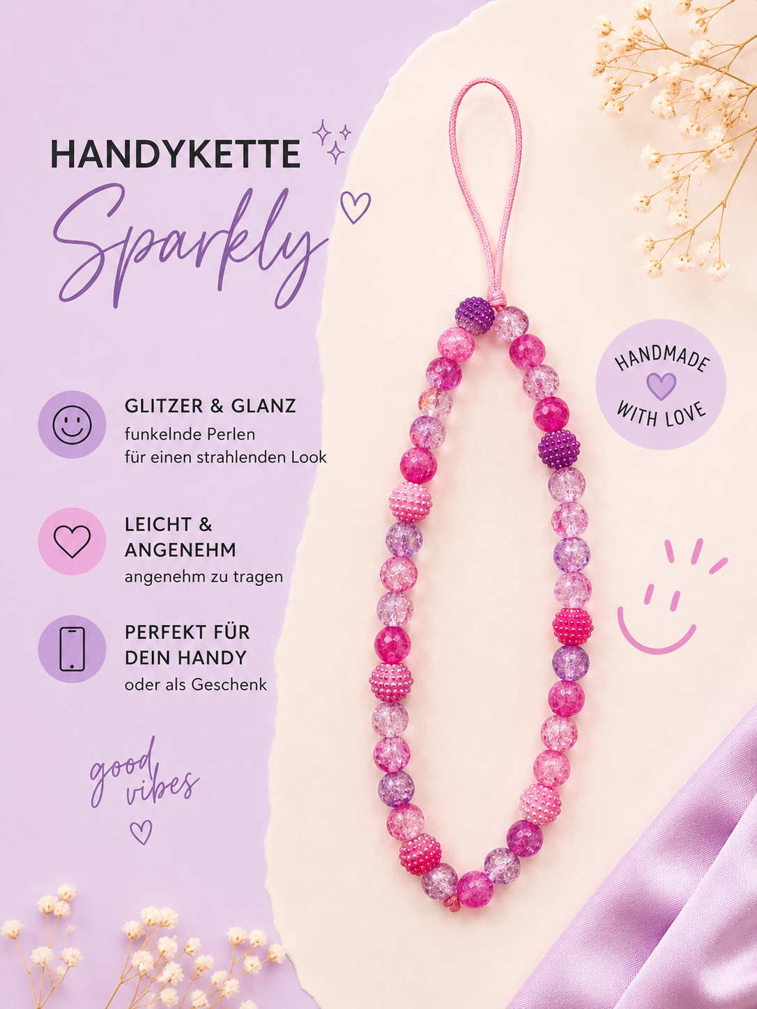 Handykette „Sparkly“ – Handmade