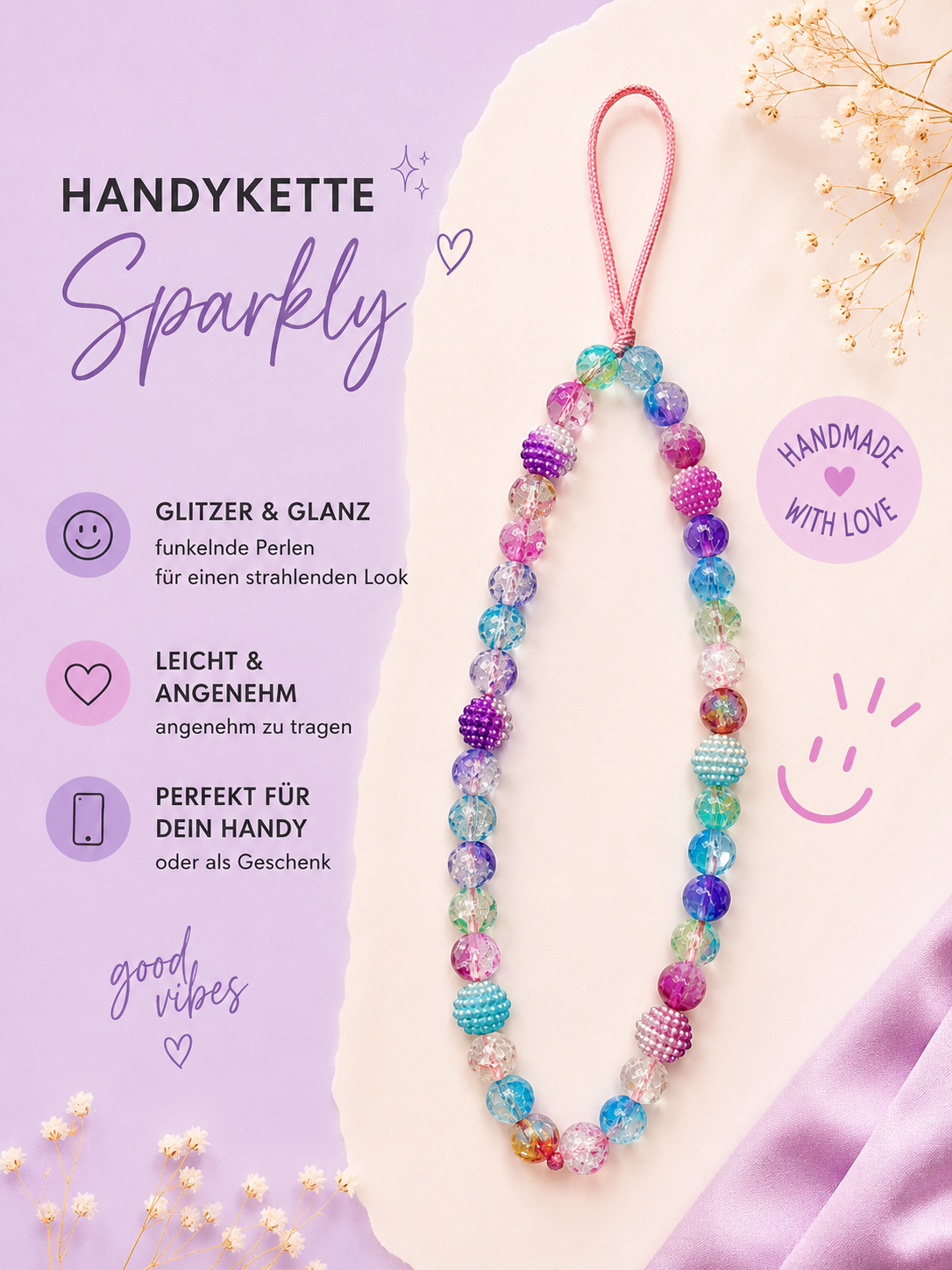Handykette „Sparkly“ – Handmade