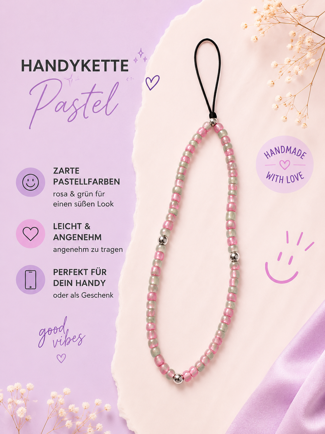 Handykette „Pastel“ – Handmade